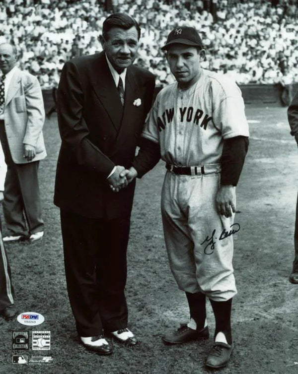 Yogi Berra Signed Baseball Print Size 11" x 14" with PSA COA
